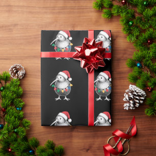 Christmas Kiwi Bird Santa Hat Lights Holiday Xmas Wrapping Paper