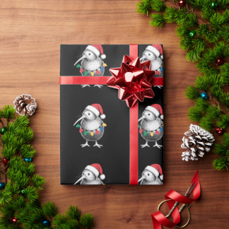 Christmas Kiwi Bird Santa Hat Lights Holiday Xmas Wrapping Paper