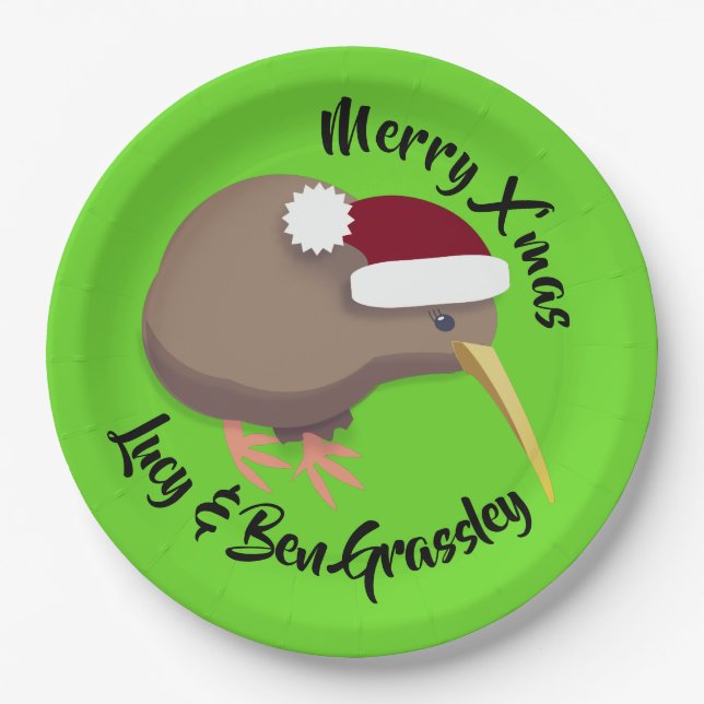 Christmas Kiwi Paper Plate (Front)