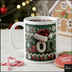 Christmas Knit Sweater GOD Santa Hat Coffee Mug