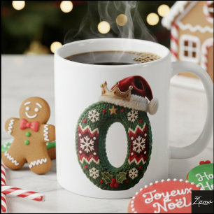 Christmas Knit Sweater Letter O Santa Hat Coffee Mug