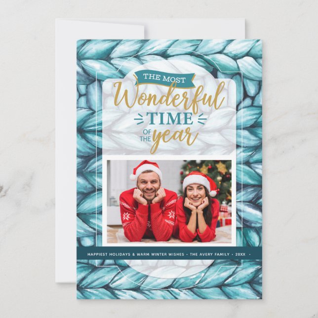 Christmas Knitted Photo Holiday Card (Front)