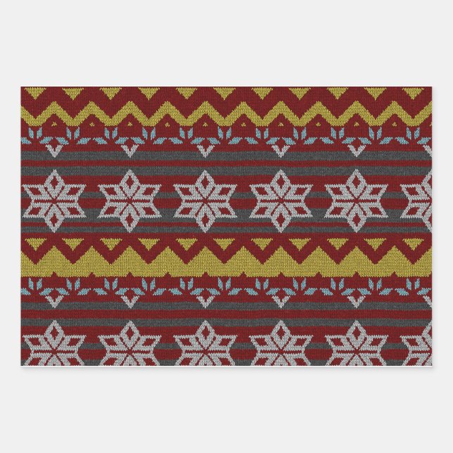 Christmas Knitted Sweater Wrapping Paper Sheet (Front)