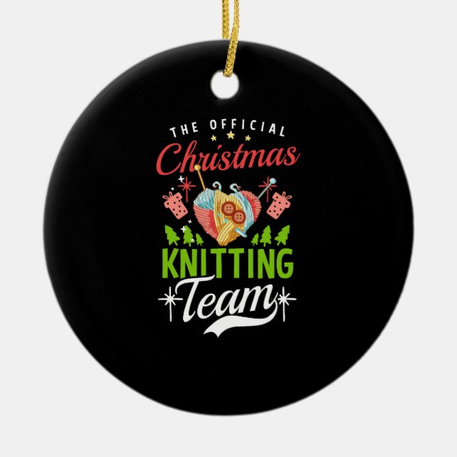 Christmas Knitting Christmas Knitting Team Ceramic Tree Decoration (Front)