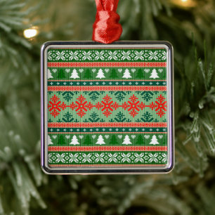 Christmas Knitting Pattern Metal Tree Decoration