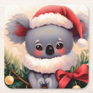Christmas Koala 4 Square Paper Coaster