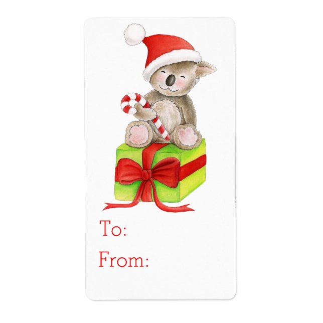 Christmas Koala art gift tag (to and from) (Front)