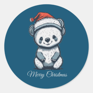 Christmas Koala Bear Classic Round Sticker