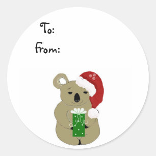 Christmas Koala Bear Classic Round Sticker