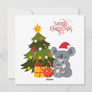 Christmas Koala Bears Flat Holiday Card