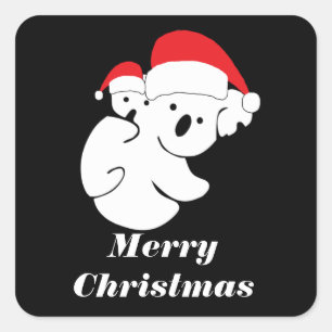 Christmas Koala Bears Square Sticker