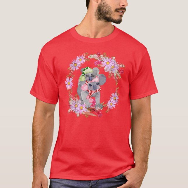 Christmas Koala Botanicals  T-Shirt (Front)
