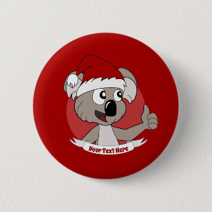 Christmas koala cartoon 6 cm round badge