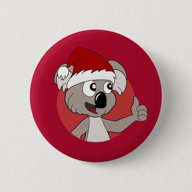 Christmas koala cartoon Button (Front)