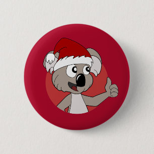 Christmas koala cartoon Button