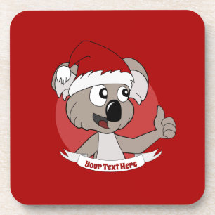 Christmas  koala cartoon button coaster
