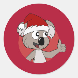 Christmas koala cartoon classic round sticker