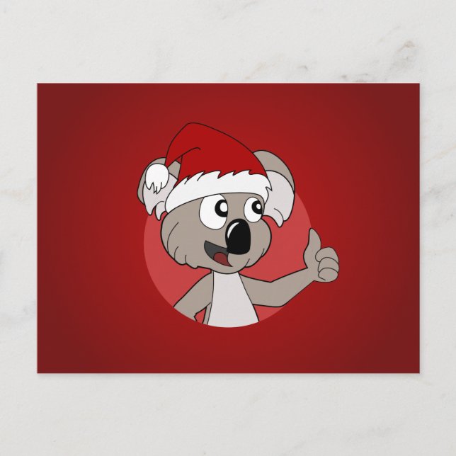 Christmas koala cartoon holiday postcard (Front)