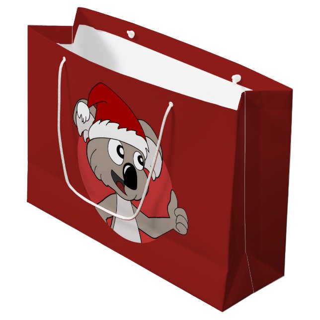 Christmas koala cartoon  large gift bag (Front Angled)