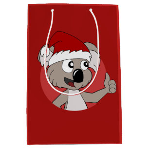 Christmas koala cartoon medium gift bag