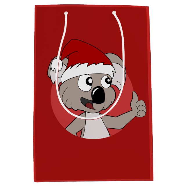 Christmas koala cartoon medium gift bag (Front)