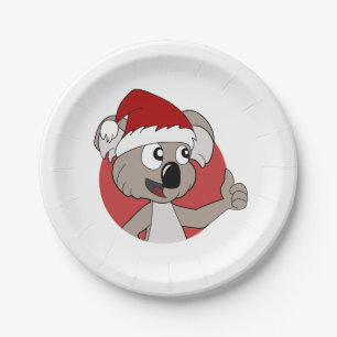 Christmas koala cartoon paper plates