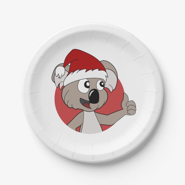 Christmas koala cartoon paper plates (Front)