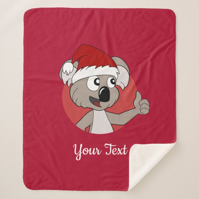 Christmas koala cartoon  sherpa blanket (Front)