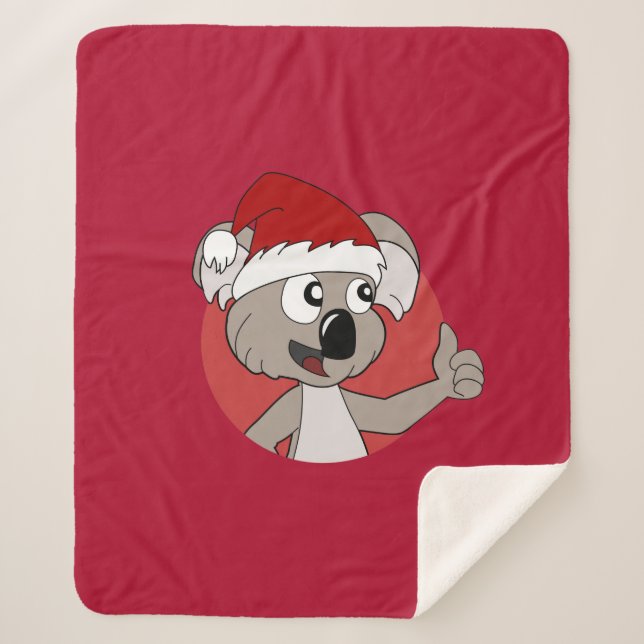 Christmas koala  cartoon  sherpa blanket (Front)