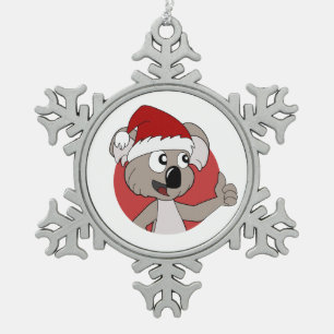 Christmas koala cartoon snowflake pewter christmas ornament