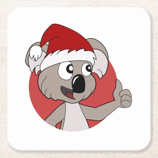 Christmas koala cartoon square paper coaster (Front)
