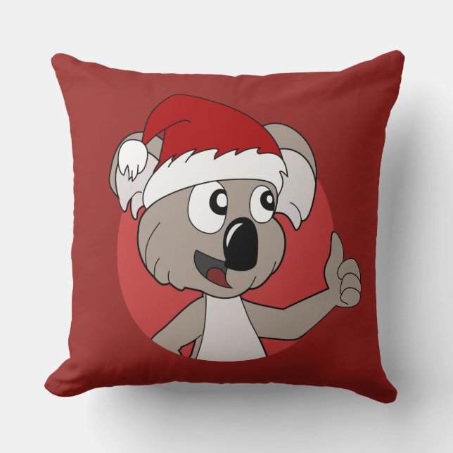 Christmas koala cartoon throw pillow (Front)