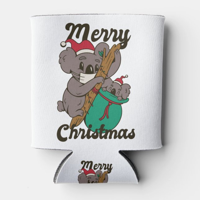 Christmas Koala Mum  Can Cooler (Front)