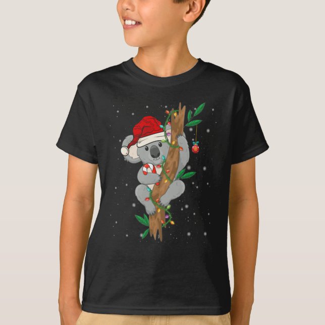 Christmas Koala Santa Sleigh Teacher T-Shirt (Front)