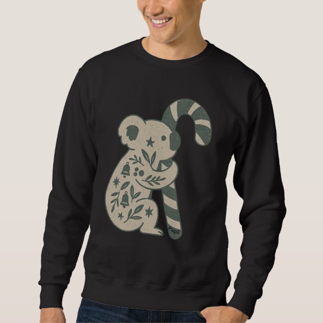 Christmas Koala with Candy Cane Sweatshirt (Front)