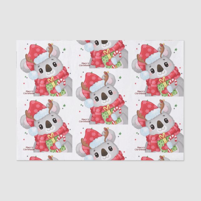 Christmas koala with Earmuffs   Tissue Paper (Front)