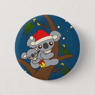 Christmas Koalas 6 Cm Round Badge