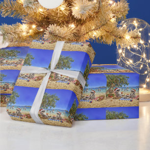 Christmas Koalas at the beach Wrapping Paper
