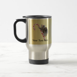 Christmas Koalas on Candy Cane Travel Mug