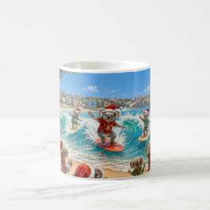 Christmas Koalas Surfing Bondi Beach Coffee Mug