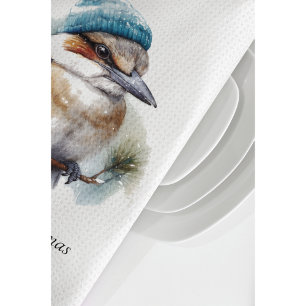 Christmas Kookaburra, customisable Tea Towel