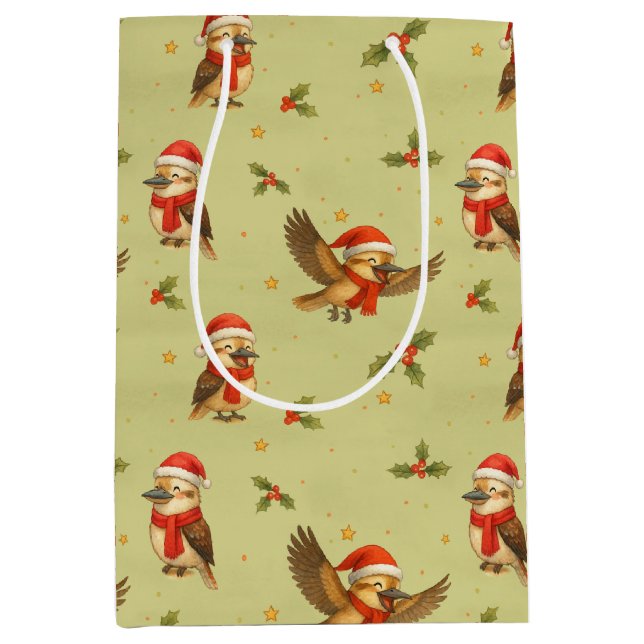 Christmas Kookaburra Watercolour Gift Bag (Front)
