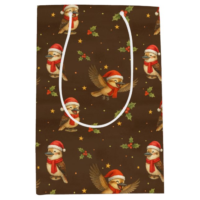Christmas Kookaburra Watercolour Gift Bag (Front)