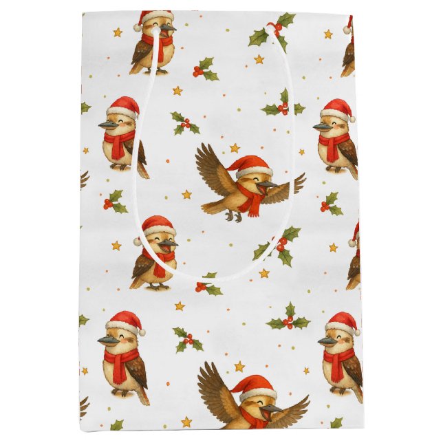 Christmas Kookaburra Watercolour Gift Bag (Front)