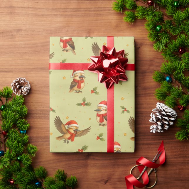 Christmas Kookaburra Watercolour Wrapping Paper (Holiday Gift)