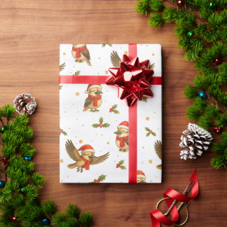 Christmas Kookaburra Watercolour Wrapping Paper