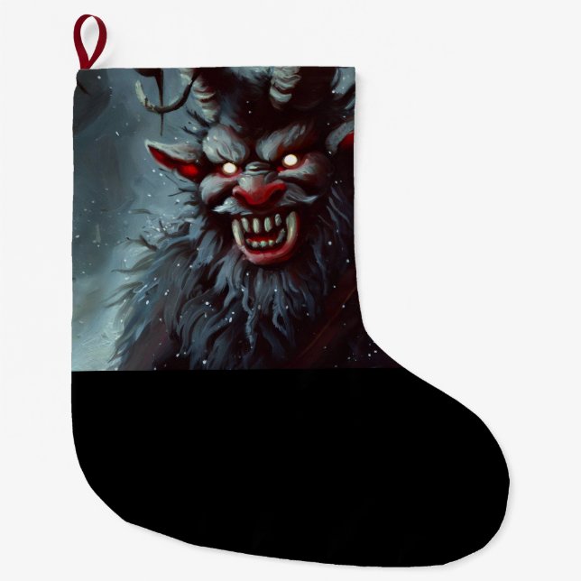 Christmas Krampus 2 Large Christmas Stocking (Front)