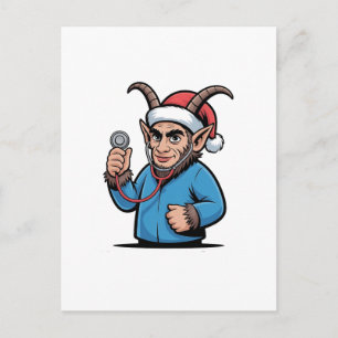 Christmas Krampus Nursing Scrubs Nurse Announcement Postcard