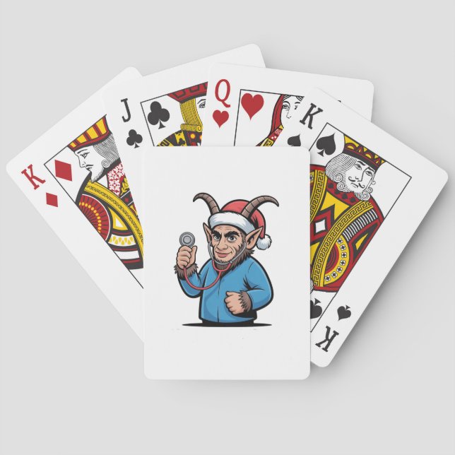 Christmas Krampus Nursing Scrubs Nurse  Playing Cards (Back)
