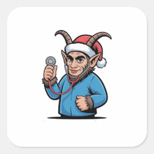 Christmas Krampus Nursing Scrubs Nurse Square Sticker